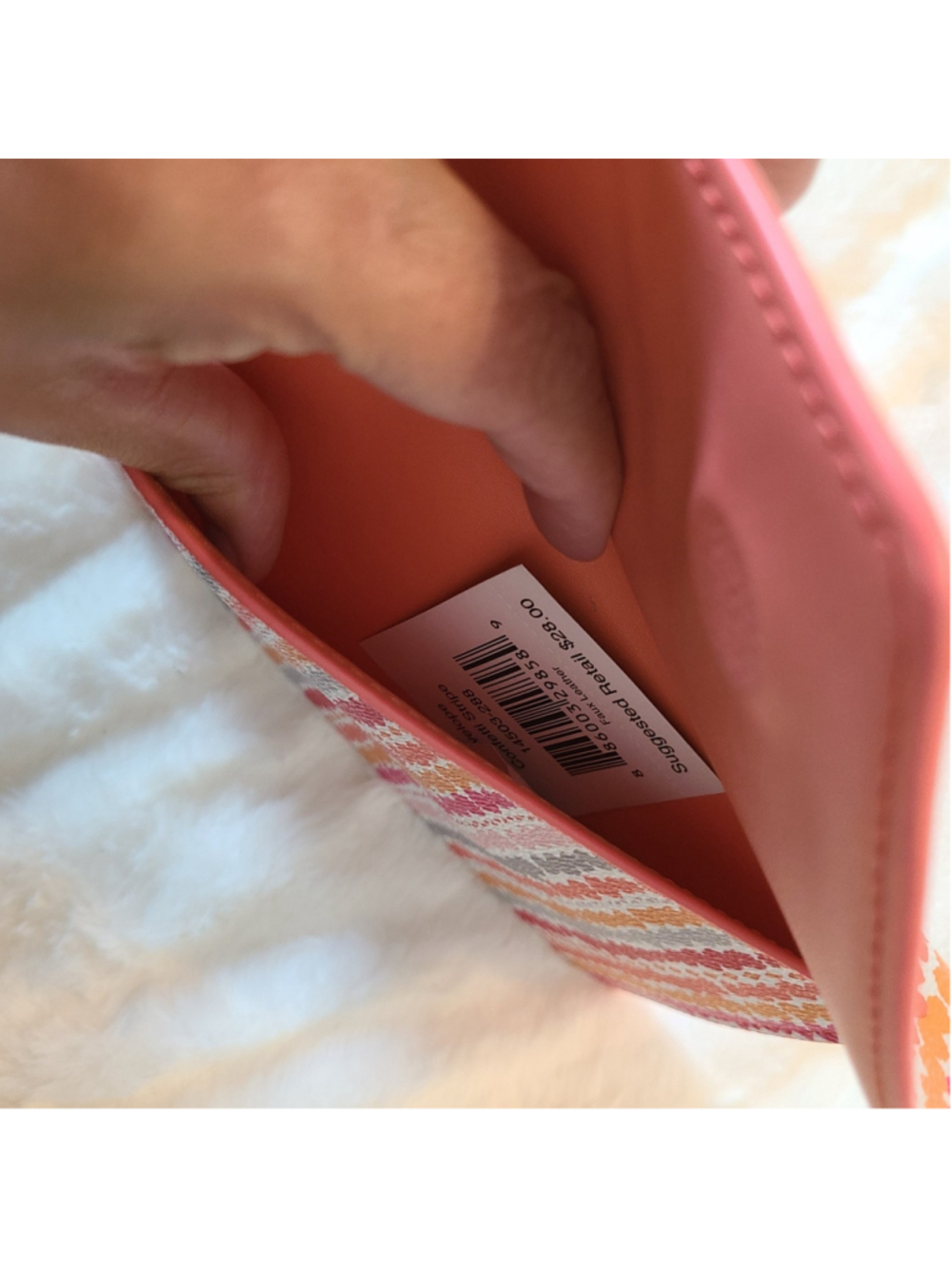 NEW Vera Bradley Tech Envelope in Confetti Stripes Pink, Peach,Orange - Picture 4 of 8